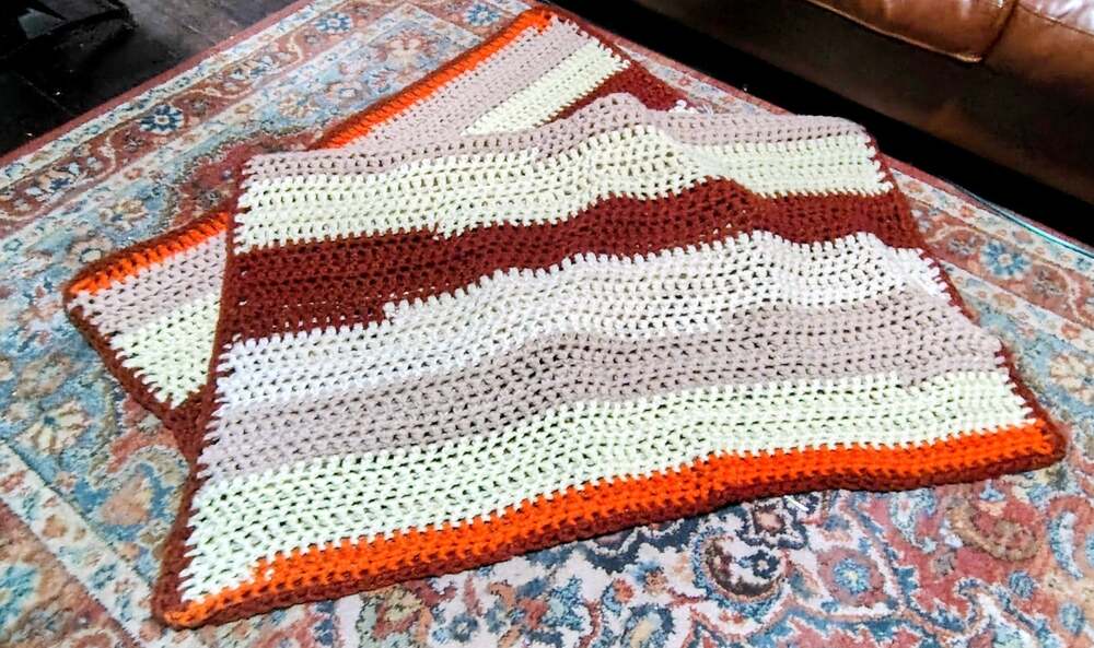 Vintage Handmade Crochet Blanket Afghan 81" X 45"